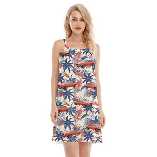 4th of July America Proud Custom Hawaiian Cami Dress with Car