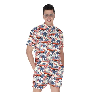 4th of July Custom Hawaiian Men Romper with Car