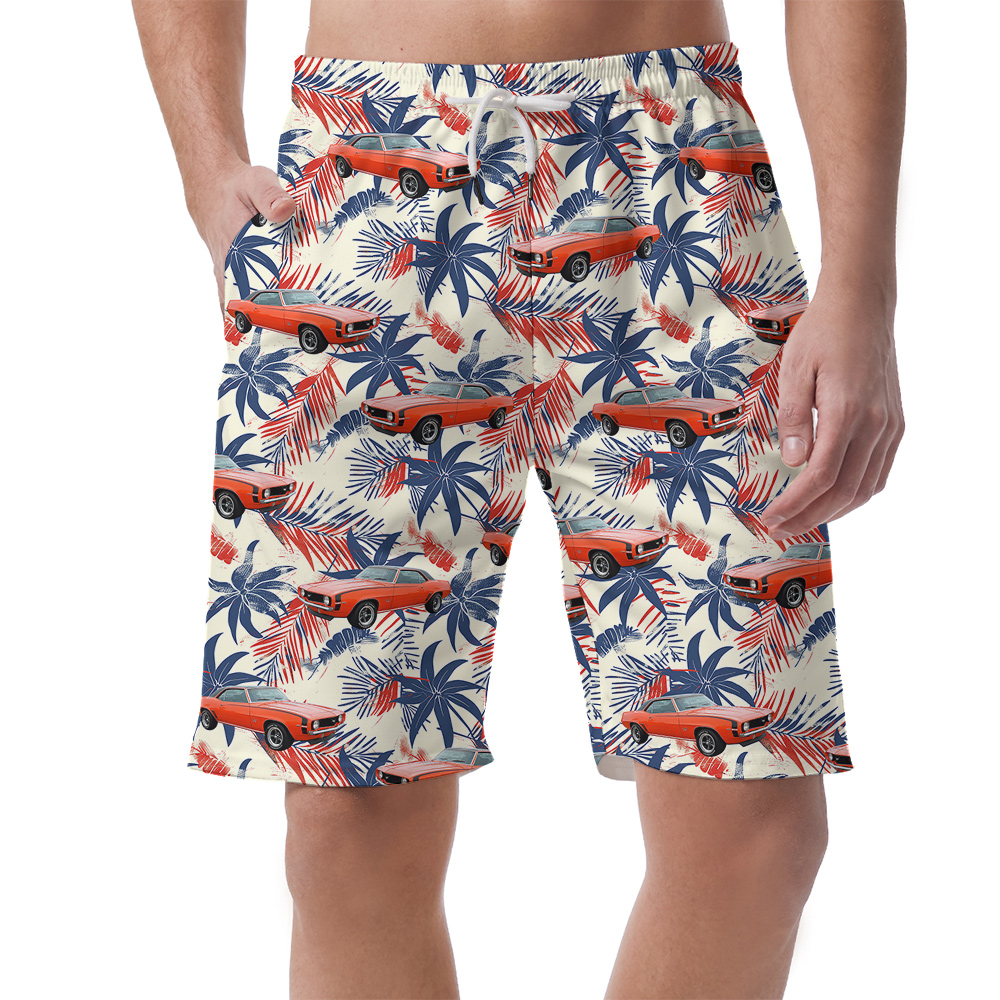 4th of July Custom Hawaiian Men Short with Car - variant image 1