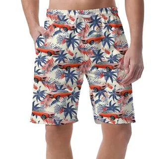 4th of July Custom Hawaiian Men Short with Car