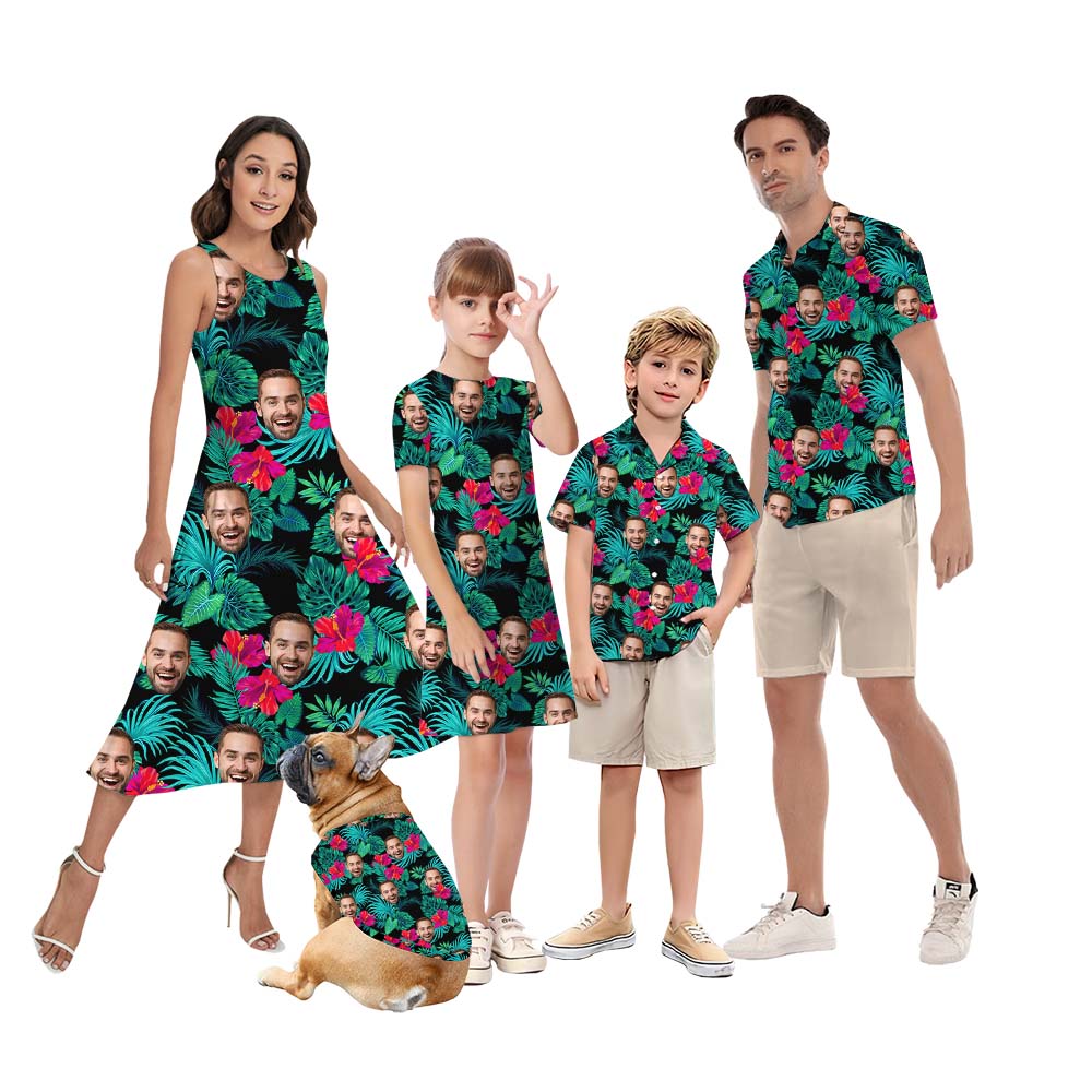 Custom Designed Face Hibiscus Themed Matching Hawaiian Shirt - variant image 1
