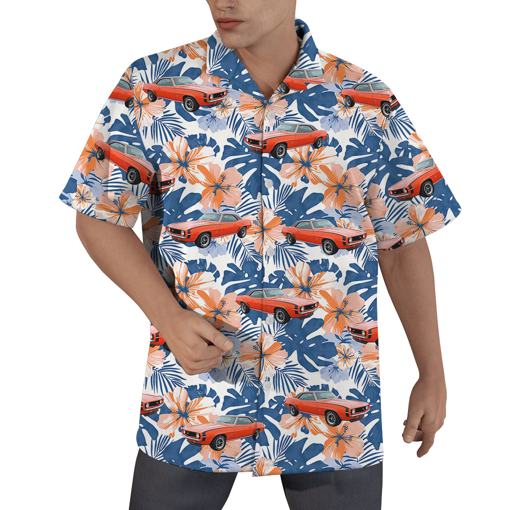 Hibiscus Ocean Custom Hawaiian Men Shirt with Car - variant image 1