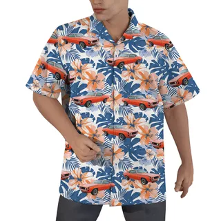 Hibiscus Ocean Custom Hawaiian Men Shirt with Car