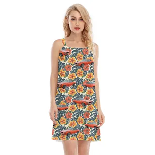Aloha Hibiscus Custom Hawaiian Cami Dress with Car