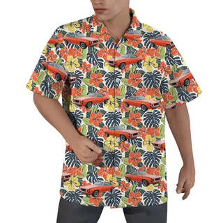 Hibiscus Forest Custom Hawaiian Men Shirt with Car