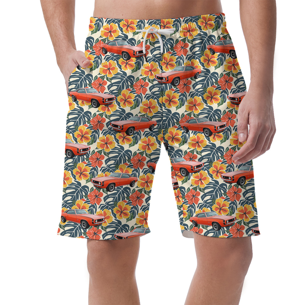 Tropical Hibiscus Custom Hawaiian Men Short with Car - variant image 1