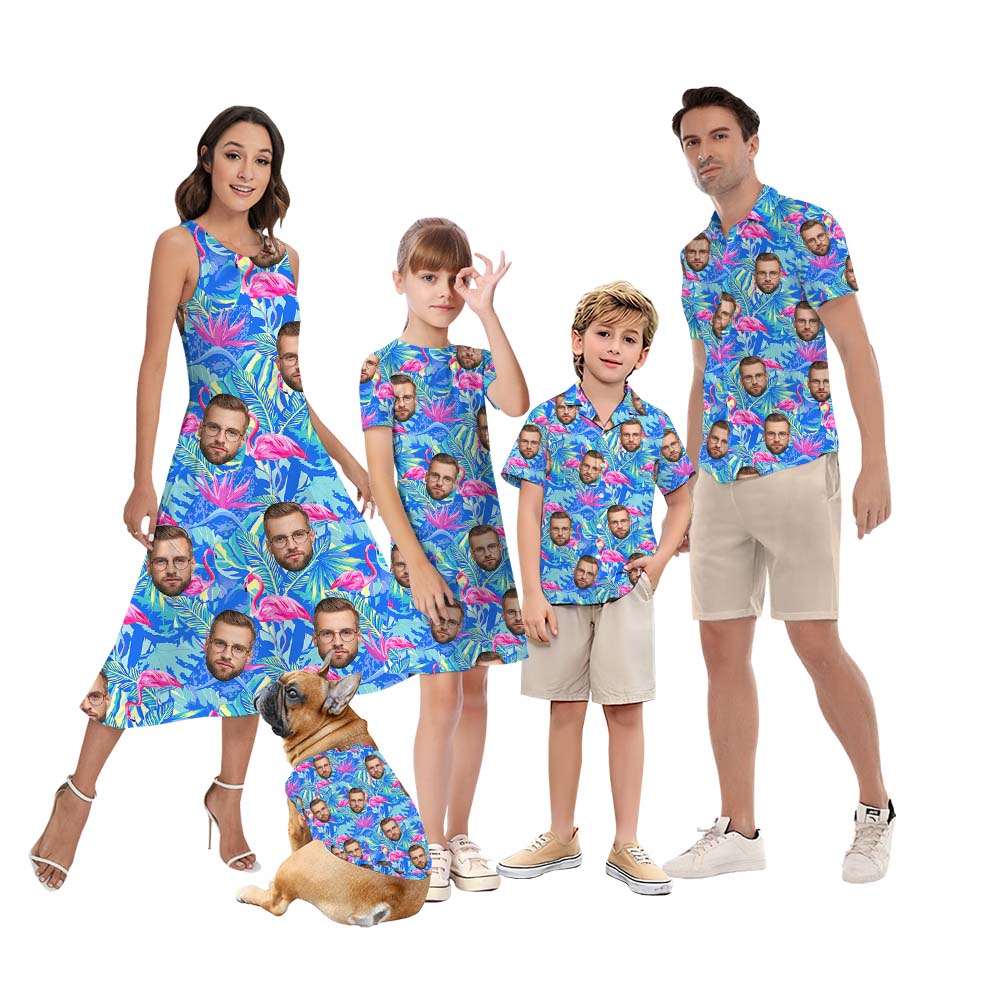 Flamingo Matching Family Hawaiian Outfits With Multiple Faces - variant image 1