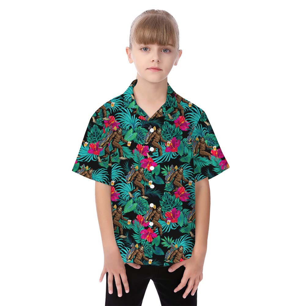 Beer-Drinking Bigfoot Hawaiian Tropical Matching Family Outfits