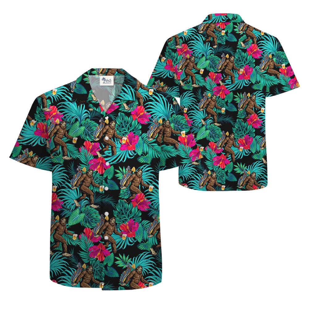 Bigfoot Golf Beer Tropical Hawaiian Shirt For Men