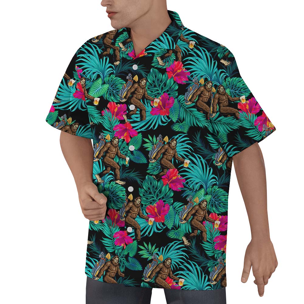 Bigfoot Golf Beer Tropical Hawaiian Shirt For Men
