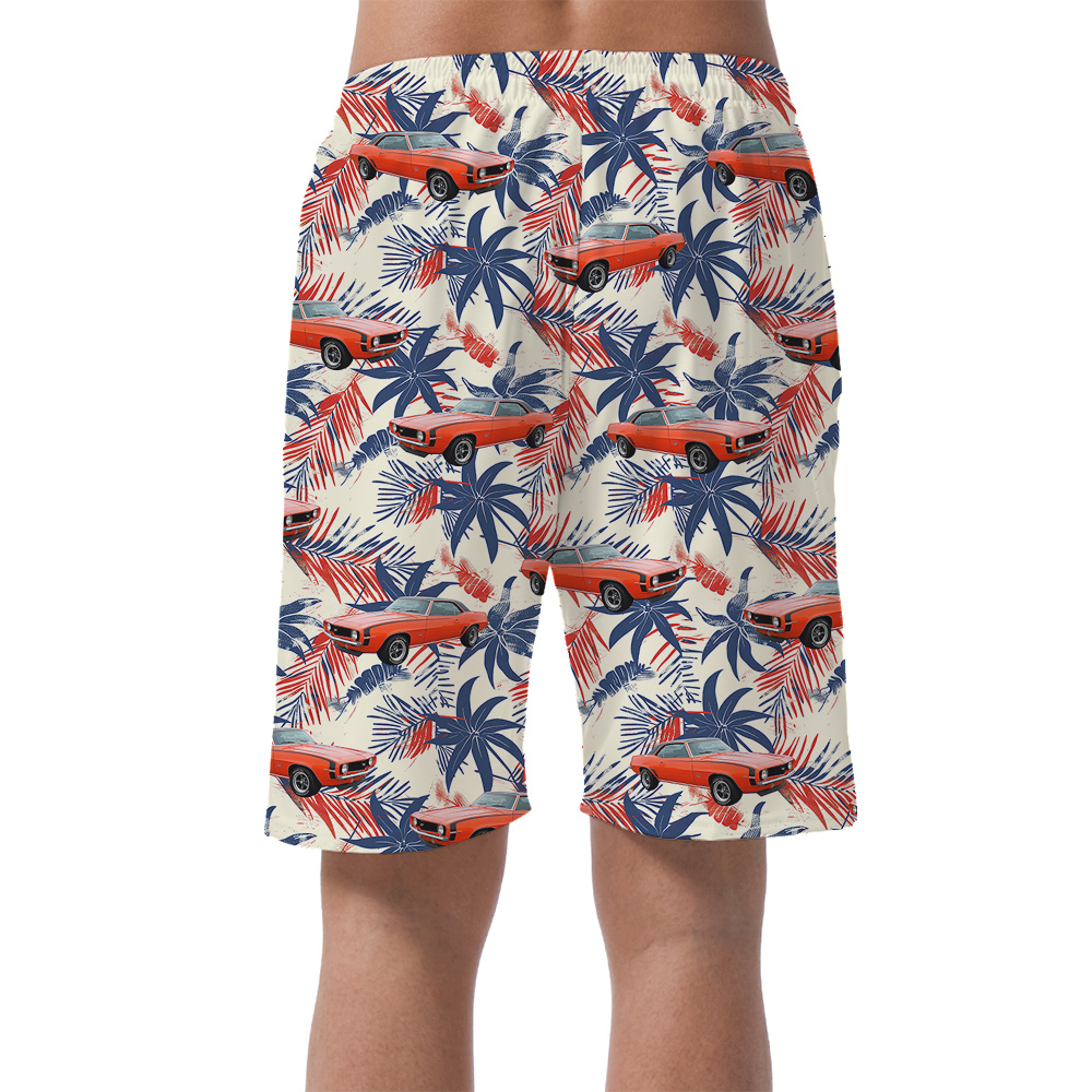 4th of July Custom Hawaiian Men Short with Car