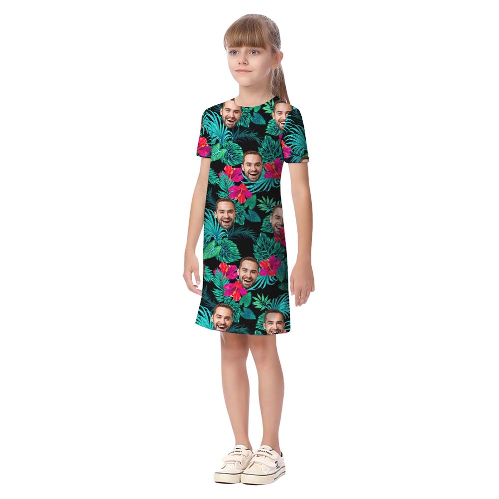 Custom Designed Face Hibiscus Themed Matching Hawaiian Shirt