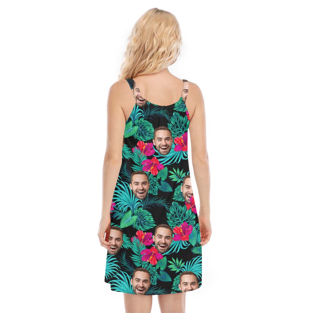 Custom Designed Face Hibiscus Women's Cami Dress