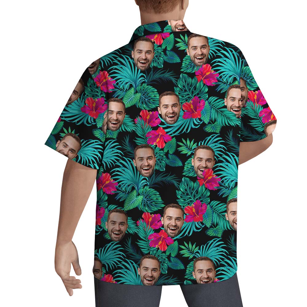 Custom Hibiscus Themed Hawaiian Shirt With Multiple Faces