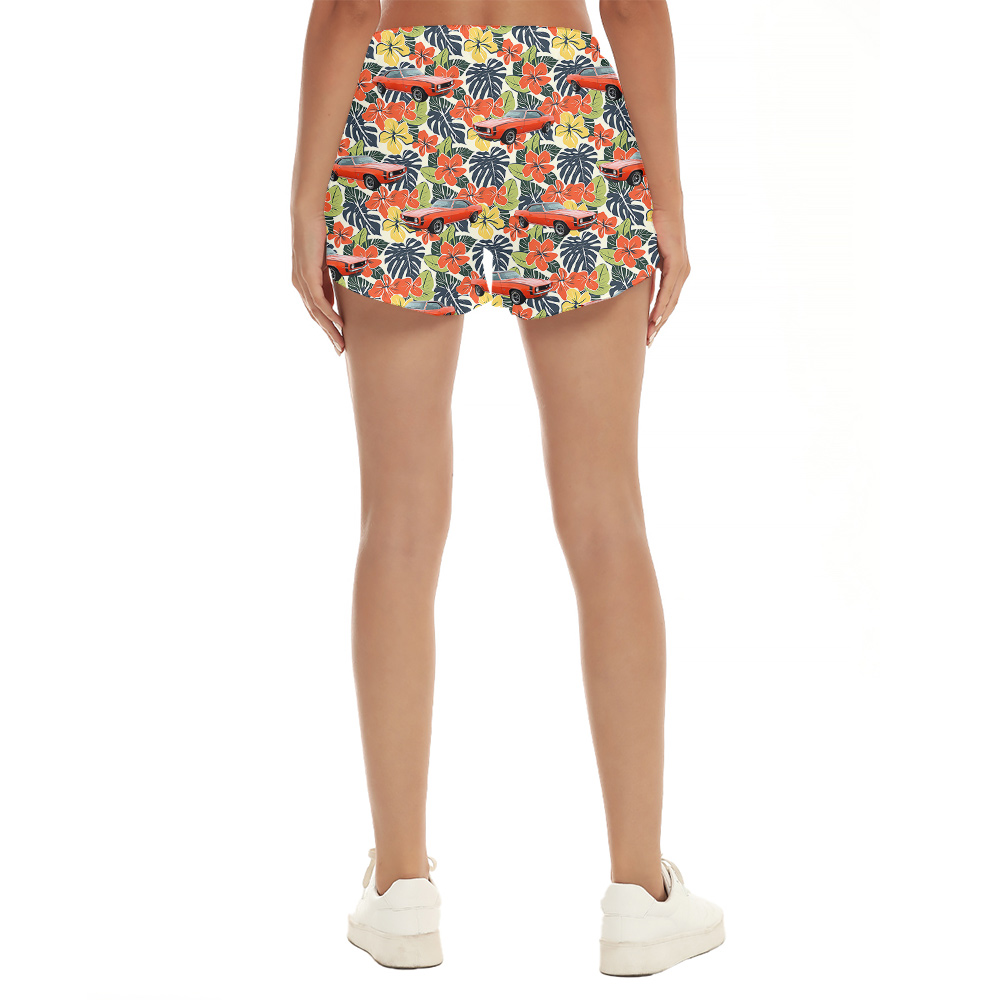 Dazzling Hibiscus Custom Hawaiian Women Short with Car