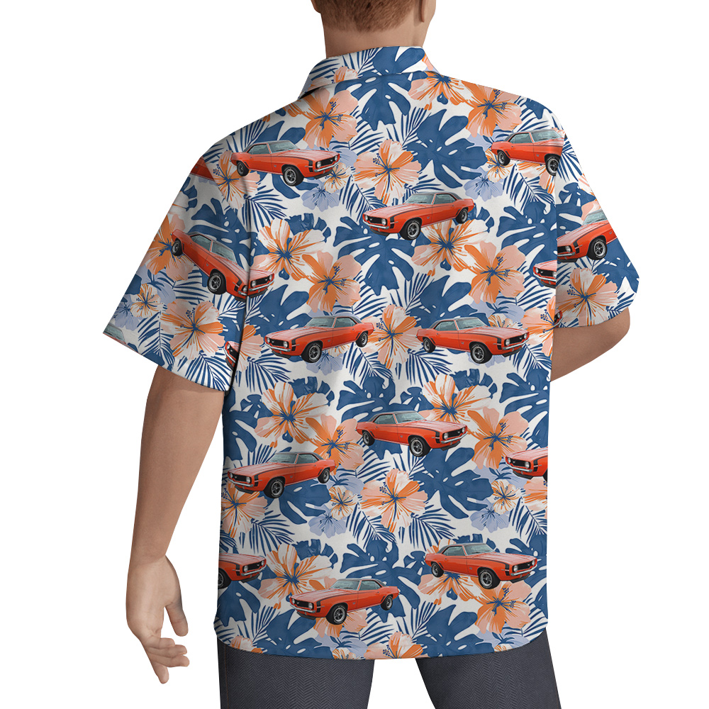 Hibiscus Ocean Custom Hawaiian Men Shirt with Car