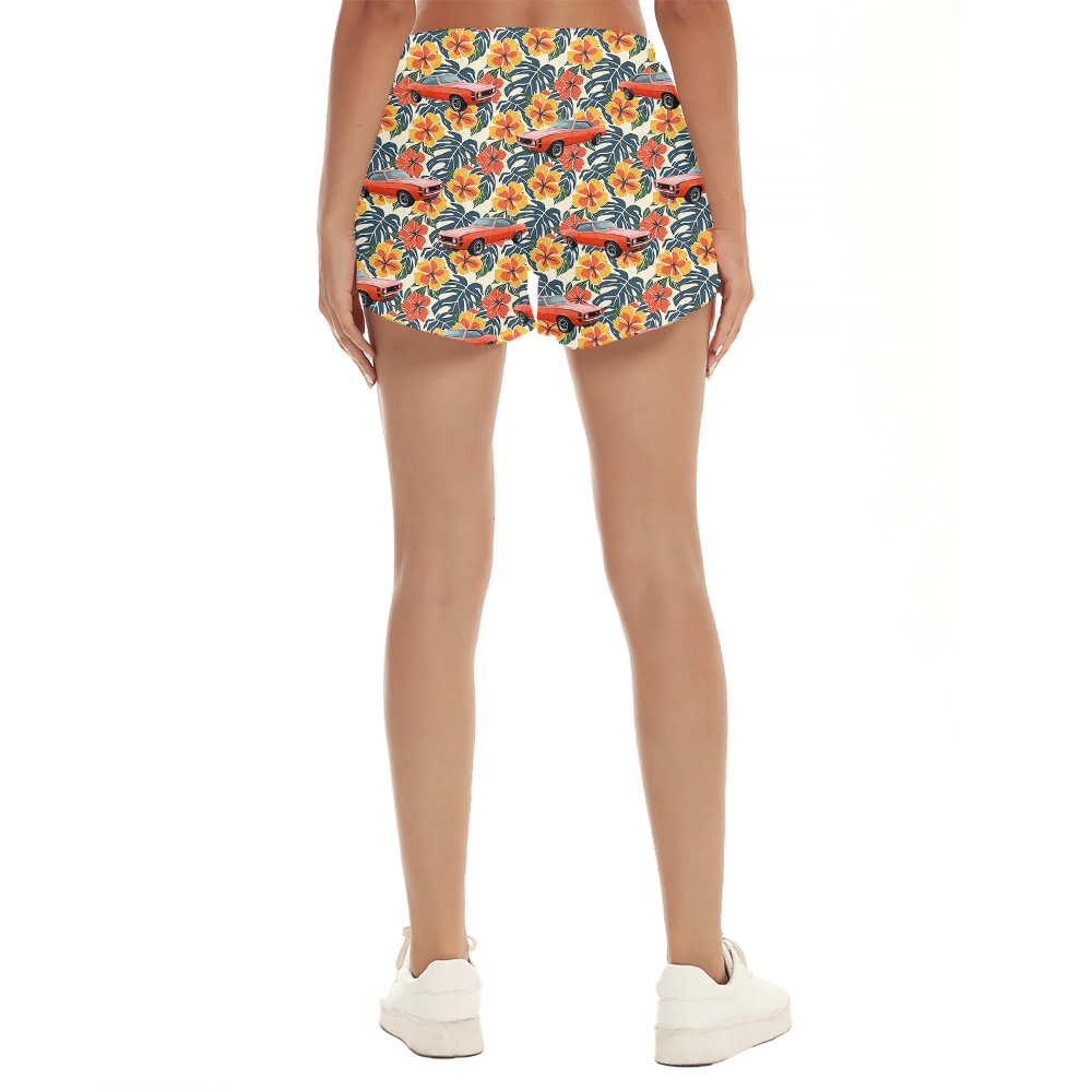 Aloha Hibiscus Custom Hawaiian Women Short with Car