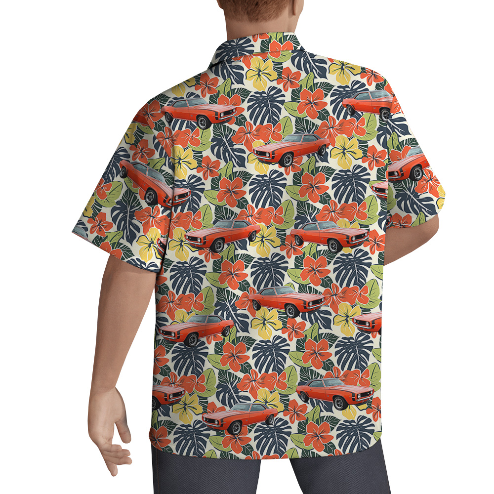 Hibiscus Forest Custom Hawaiian Men Shirt with Car