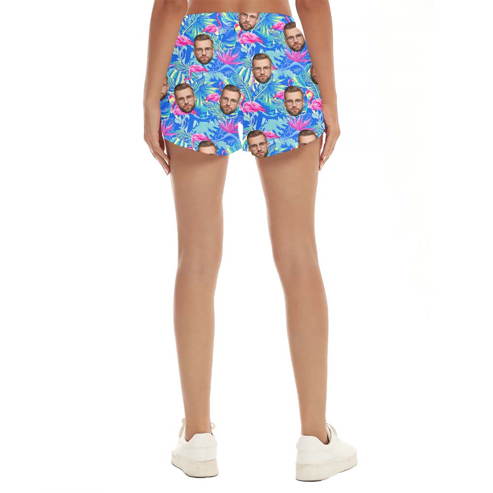 Customized Hawaiian Shorts with Personal Face And Flamingo Print