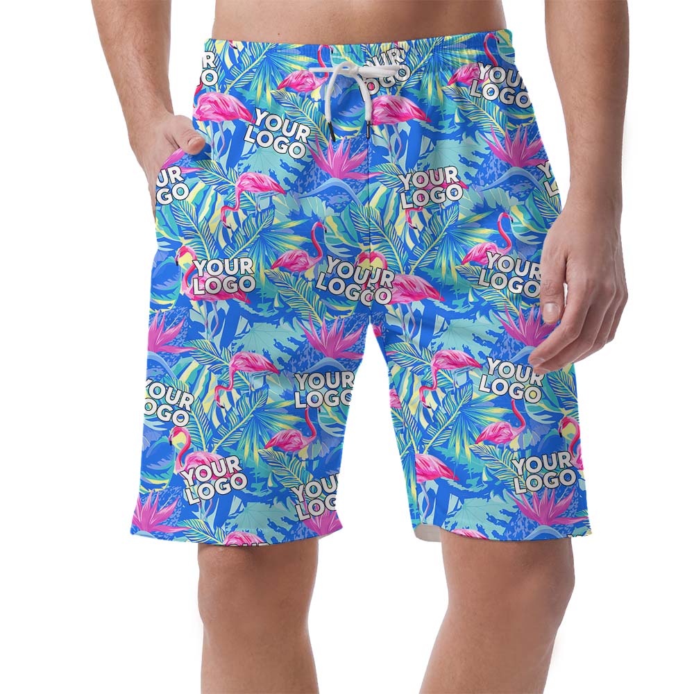 Flamingo Print with Face Tropical Men's Swim Trunks - variant image 1