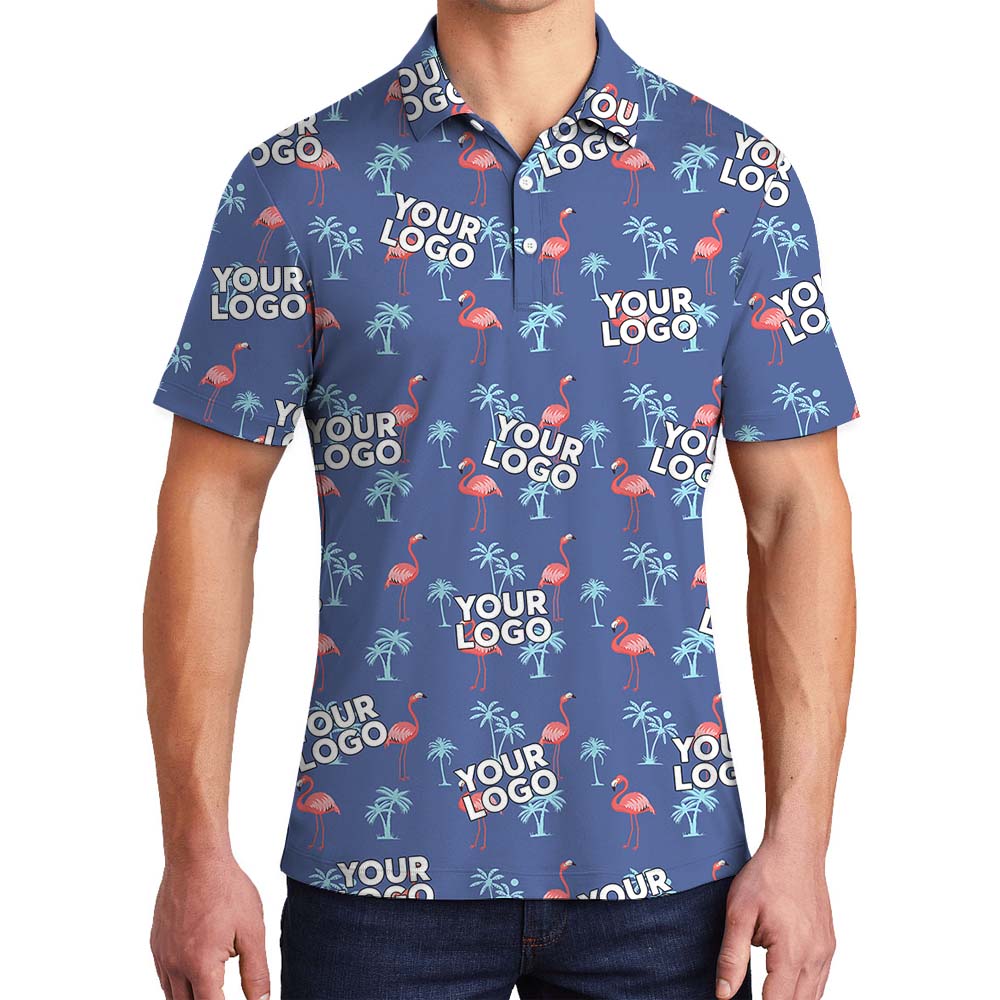 Personalized Face Print Flamingo Men's Polo Shirt - variant image 1