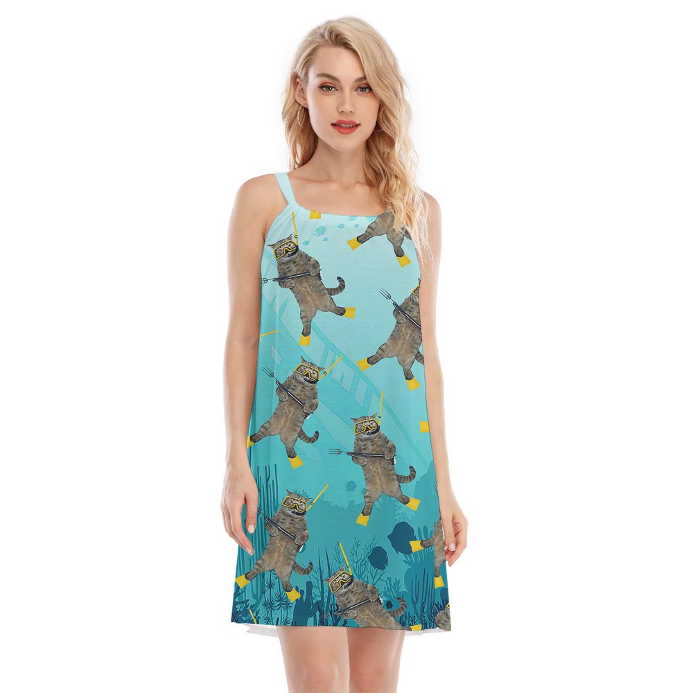 Beach Hawaiian Cami Dress For Meow Lover - variant image 1
