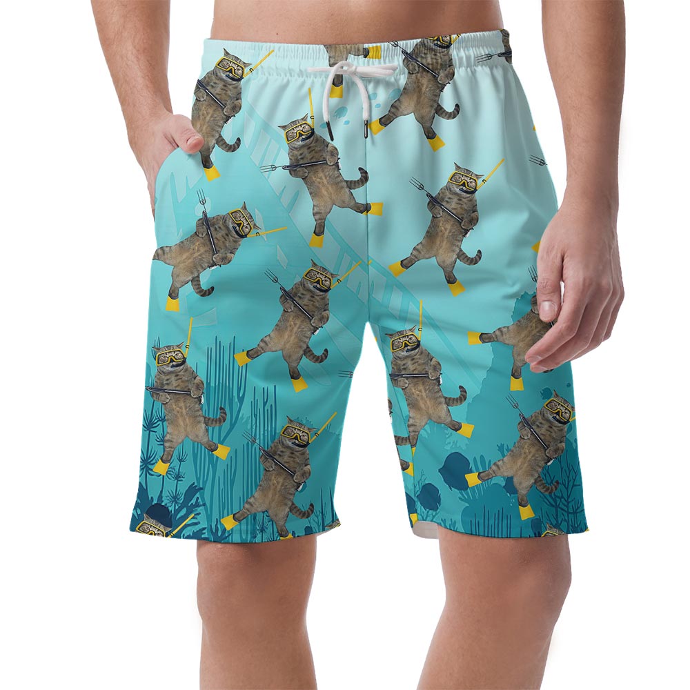 Cute Ocean-Meow Hawaiian Shorts Men - variant image 1