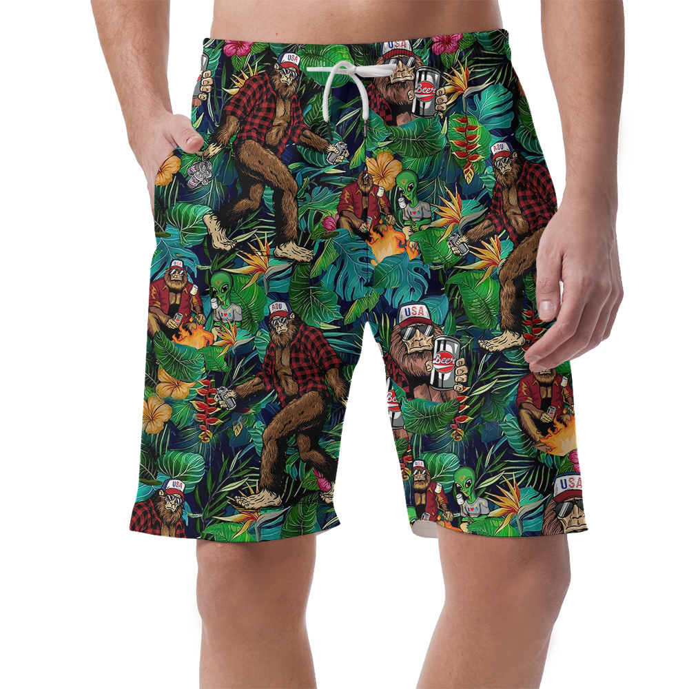 Tropical Bigfoot Beer Hawaiian Beach Shorts For Men - variant image 1