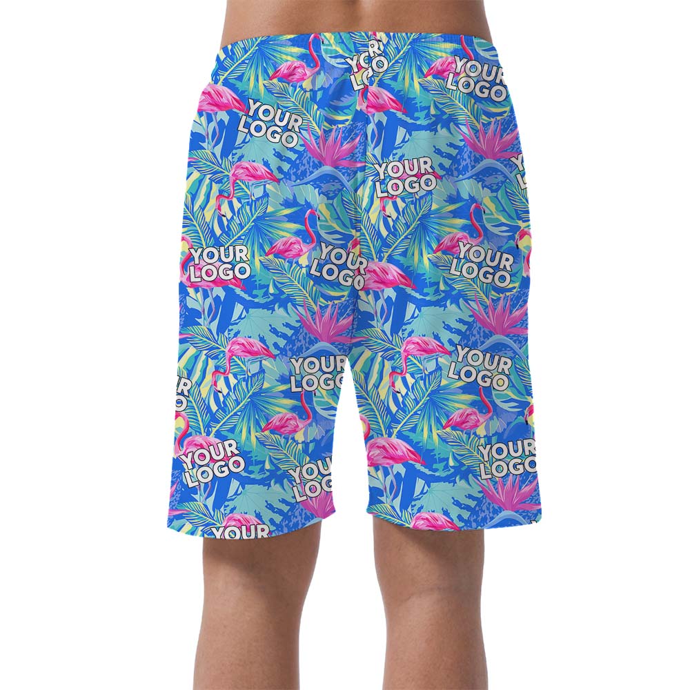 Flamingo Print with Face Tropical Men's Swim Trunks