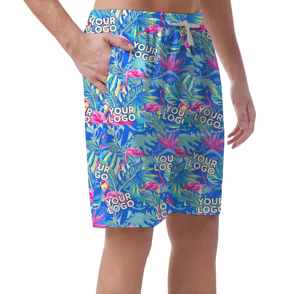 Flamingo Print with Face Tropical Men's Swim Trunks