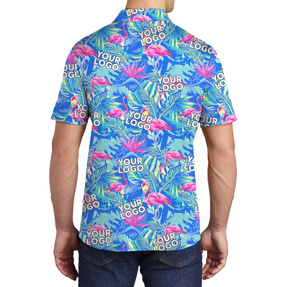 Custom Face Design on Flamingo Tropical Collared Polo Shirt