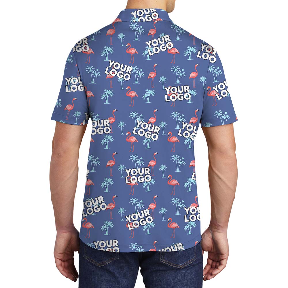 Personalized Face Print Flamingo Men's Polo Shirt