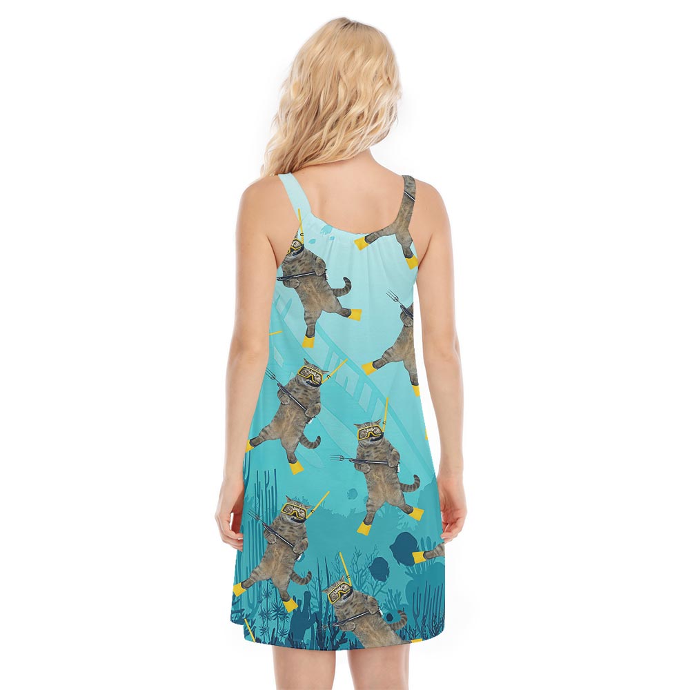 Beach Hawaiian Cami Dress For Meow Lover