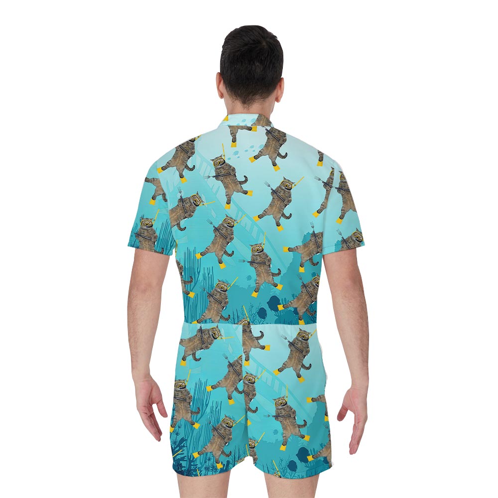 Hawaiian Men's Romper For Meow Lover