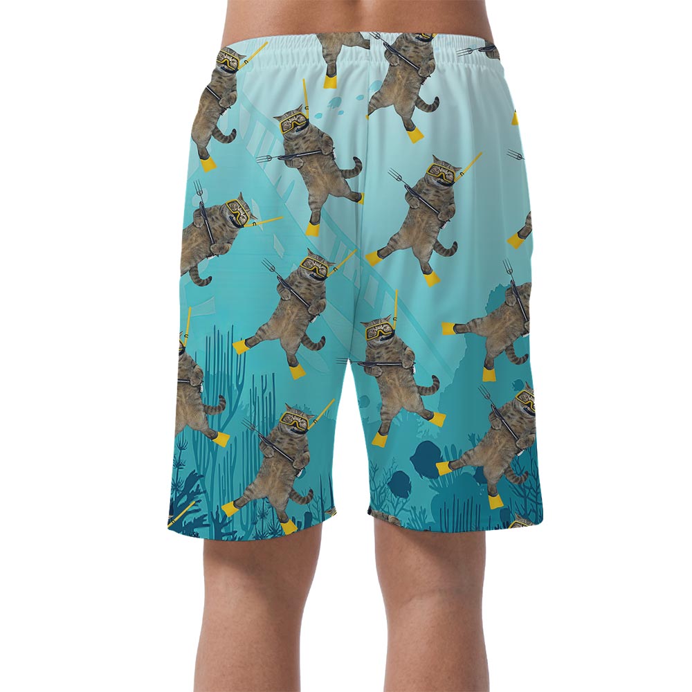 Cute Ocean-Meow Hawaiian Shorts Men