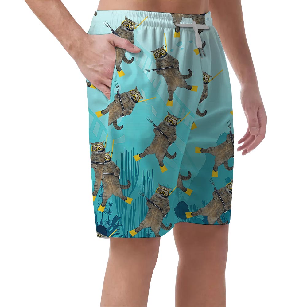 Cute Ocean-Meow Hawaiian Shorts Men