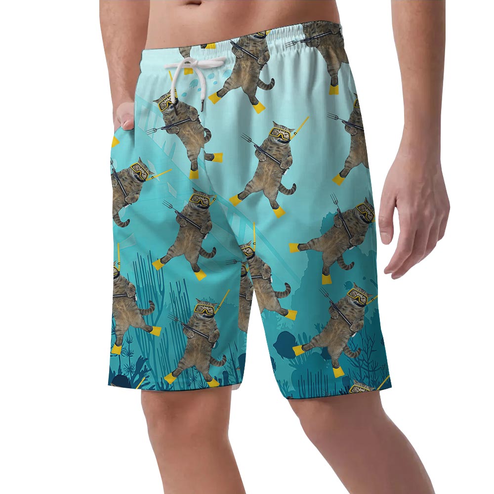 Cute Ocean-Meow Hawaiian Shorts Men