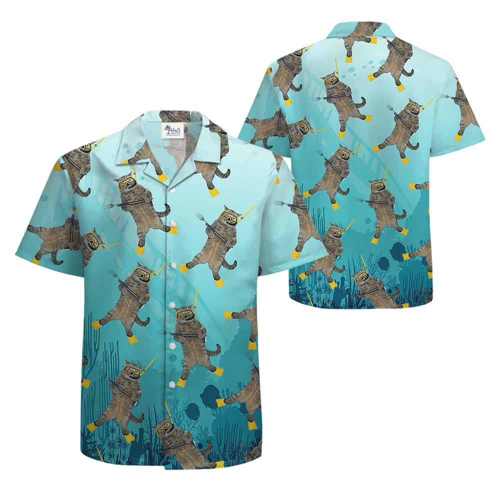 Cute Ocean-Meow Hawaiian Shirt Men