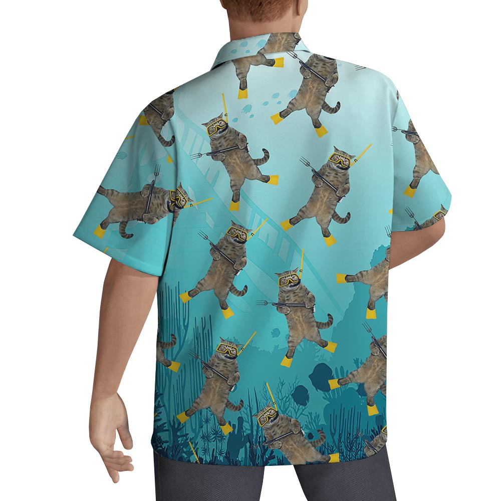 Cute Ocean-Meow Hawaiian Shirt Men