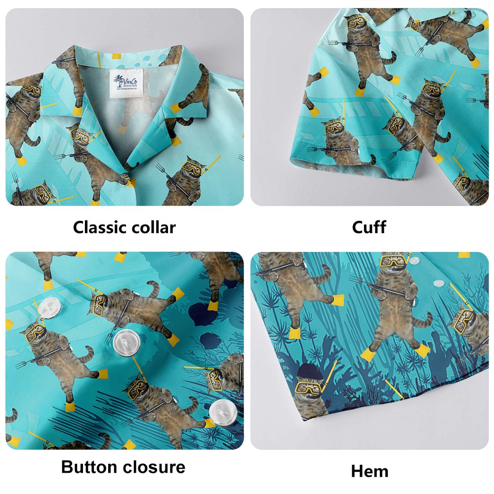 Cute Ocean-Meow Hawaiian Shirt Men