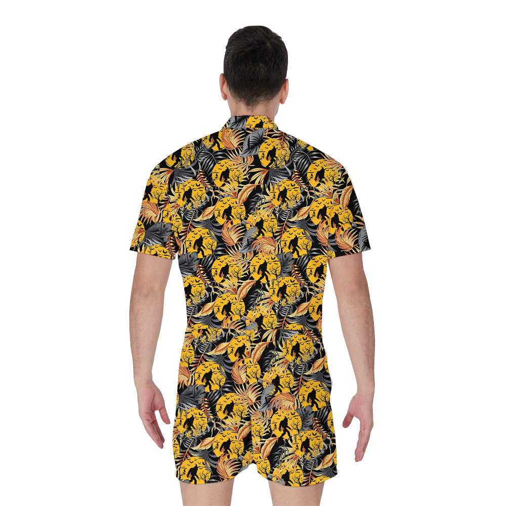 Tropical Halloween Sasquatch Men's Hawaiian Romper
