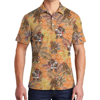 Funny Baseball Sasquatch Tropical Classic Hawaiian Polo Shirt