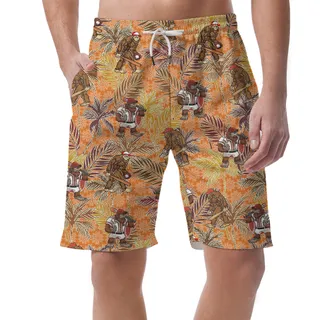 Cool Baseball Bigfoot Tropical Vintage Hawaiian Summer Shorts For Men