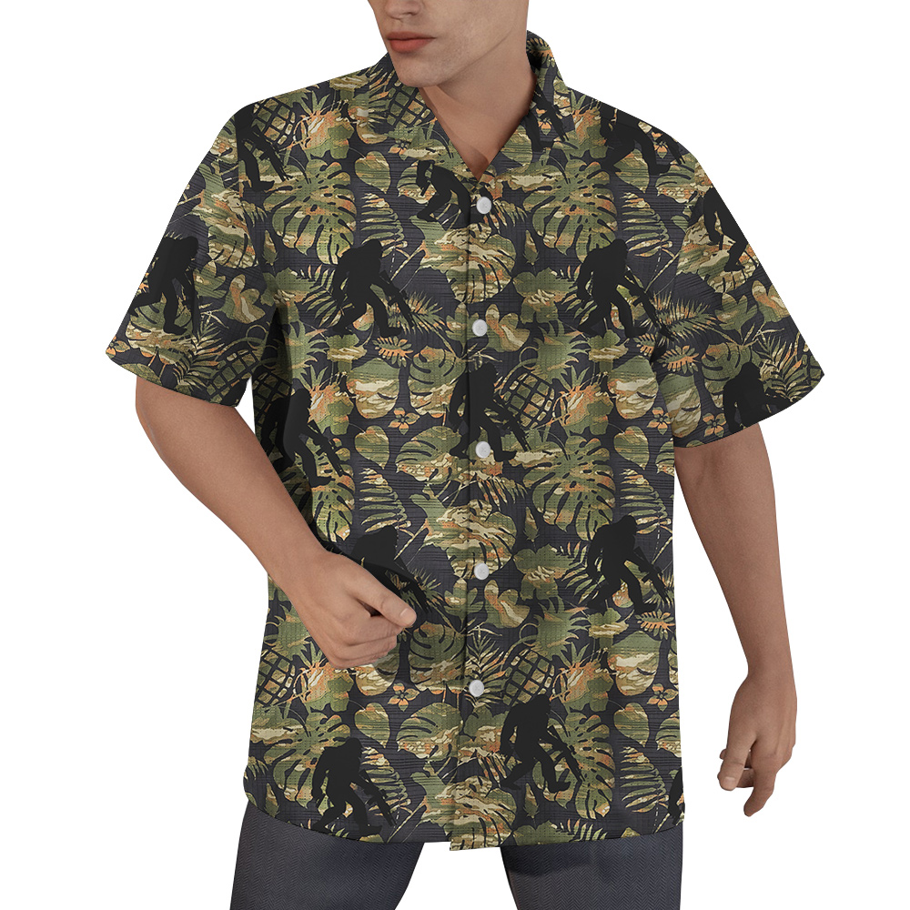 Cool Tactical Bigfoot Camouflage Tropical Hawaiian Shirt - variant image 1