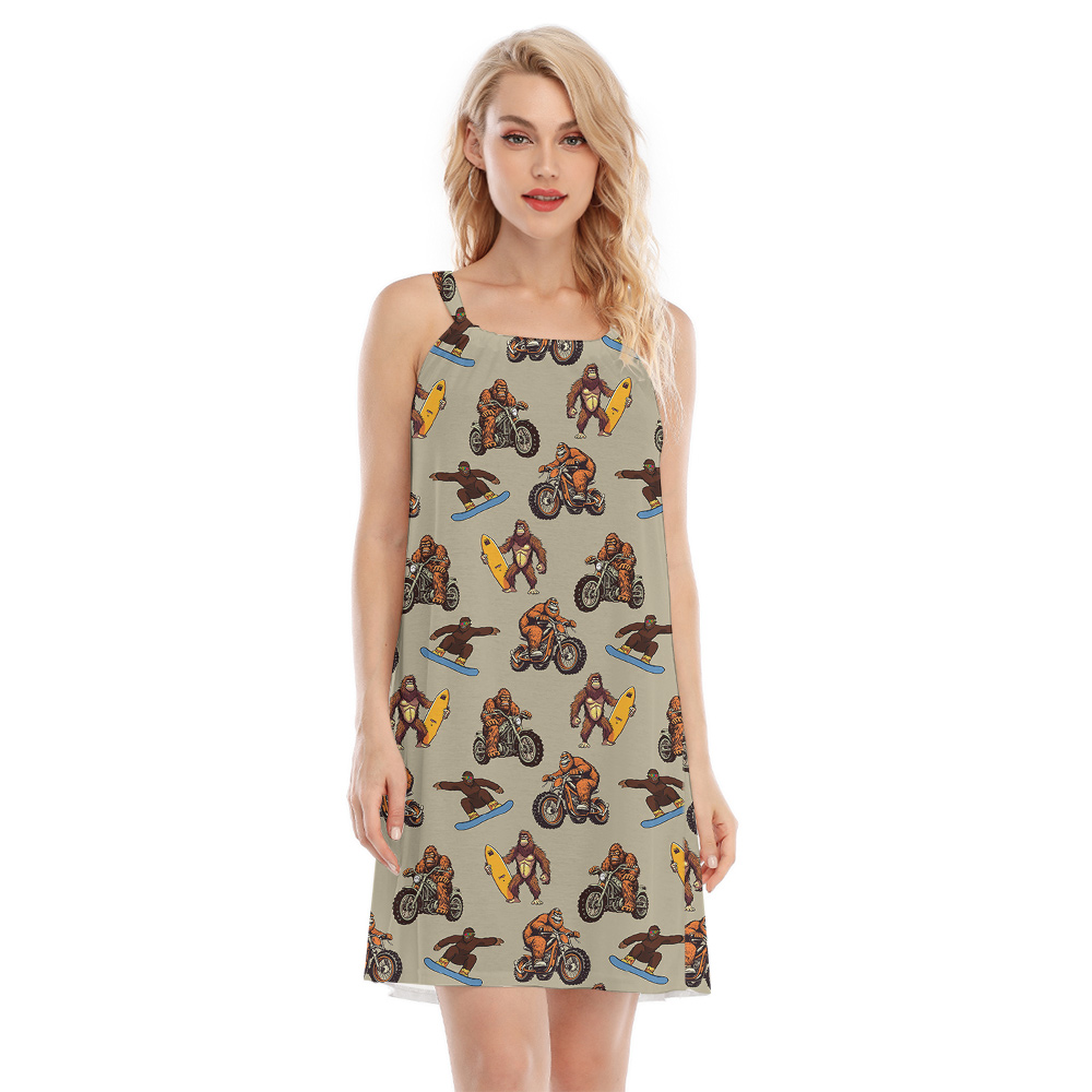 Funny Bigfoot Motorcycle Classic Hawaiian Cami Dress - variant image 1