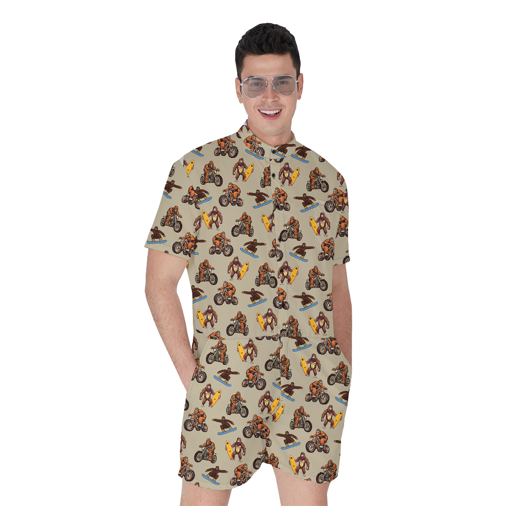 Classic Sporty Sasquatch Hawaiian Romper For Men - variant image 1