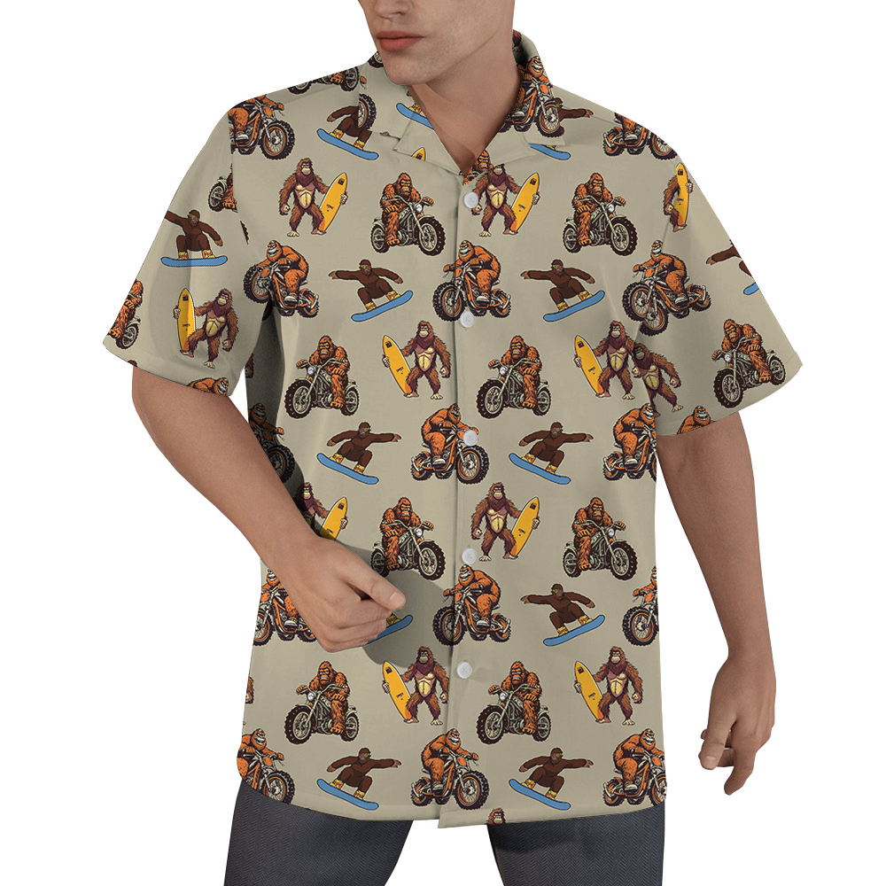 Sporty Bigfoot Motorcycle Hawaiian Shirt - variant image 1