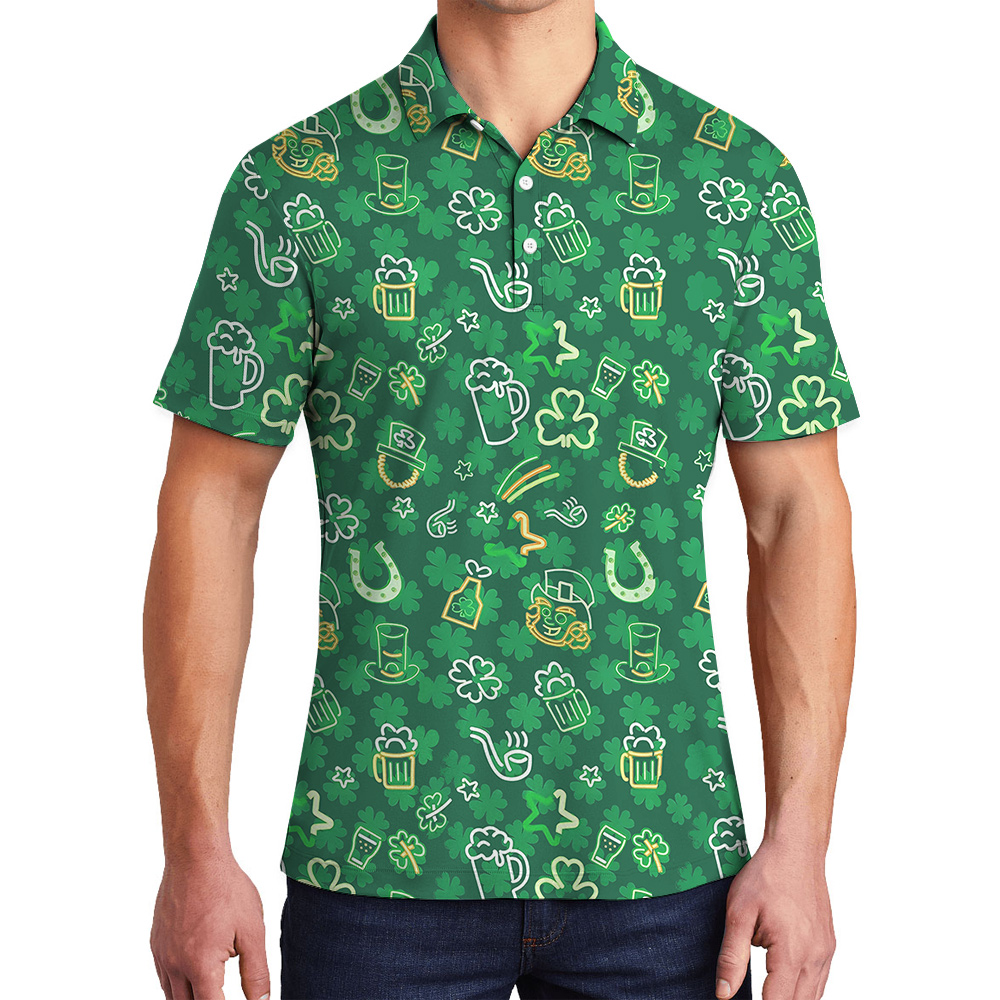 Keep Calm and Irish On Hawaiian Polo Shirt for Men - variant image 1