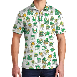 Lucky Luau March 17th Hawaiian Polo Shirt for Men