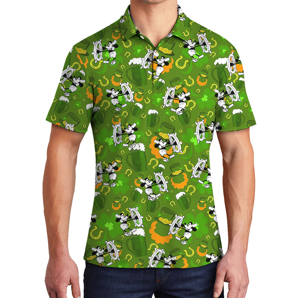 Mickey 1928 St. Paddy's Paradise Hawaiian Polo Shirt for Men - variant image 1